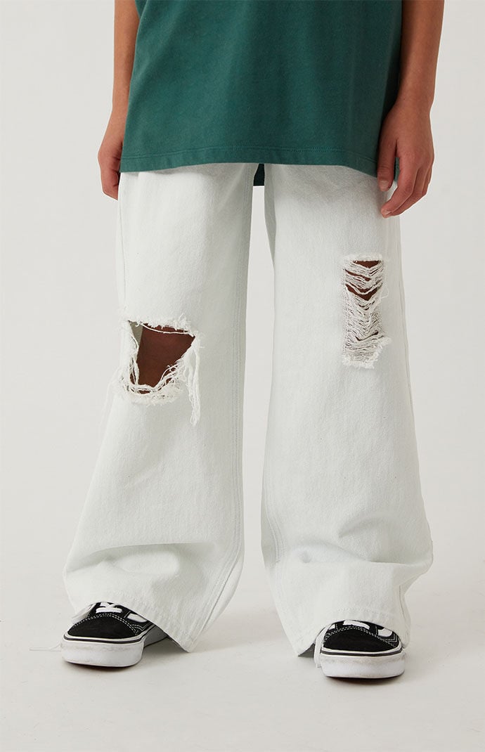 PacSun Kids Light Blue Distressed Baggy Jeans | PacSun
