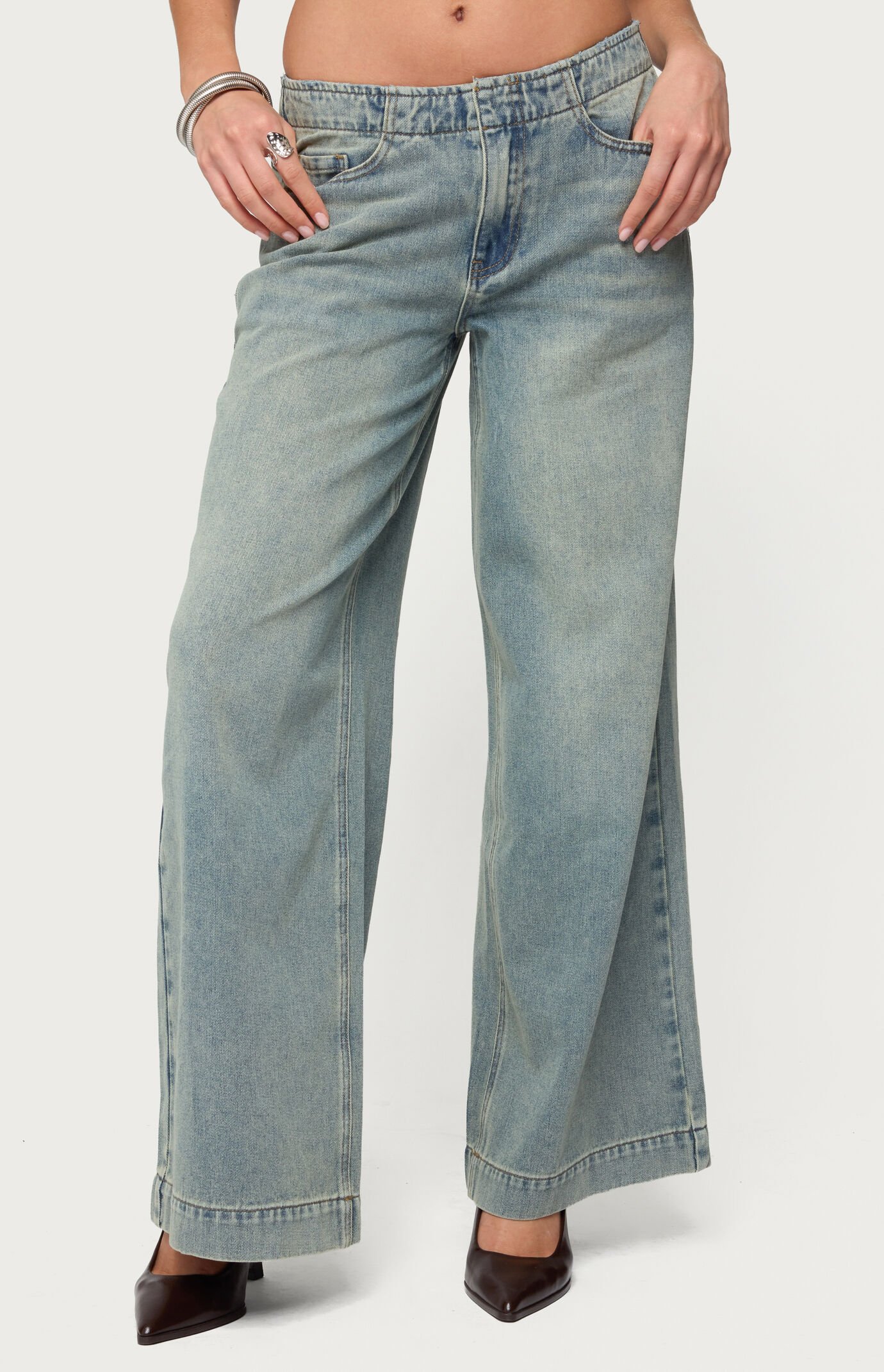 Edikted Saffie No Waistaband Low Rise Baggy Jeans