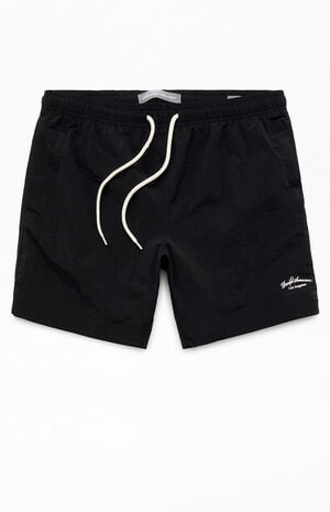 Black Solid Collegiate 6.5" Swim Trunks