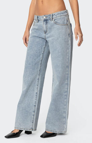 Contrast Heart Washed Low Rise Jeans image number 3