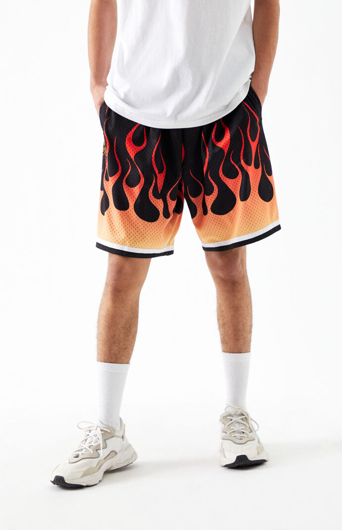 Mitchell Ness Rockets Flames Basketball Shorts Pacsun