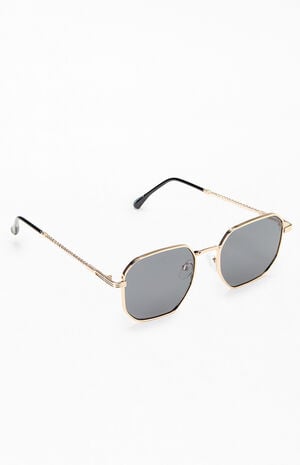 Gold Metal Rectangle Frame Sunglasses image number 1