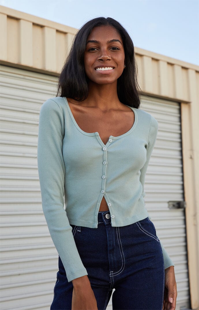 John Galt Olive Zelly Long Sleeve Top Pacsun John Galt Olive Zelly Long Sleeve Top Pacsun