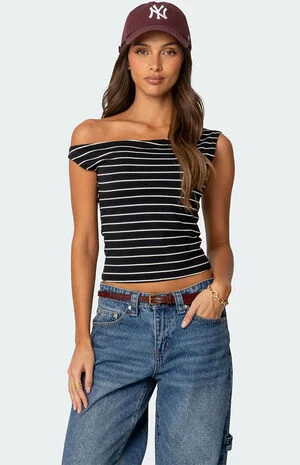 Keryn Striped Asymmetric Top image number 1