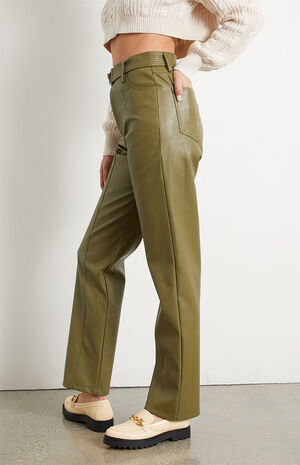Faux Leather Belted '90s Boyfriend Pants image number 3