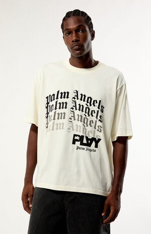 Cream Typographic Relaxed Boxy T-Shirt image number 1