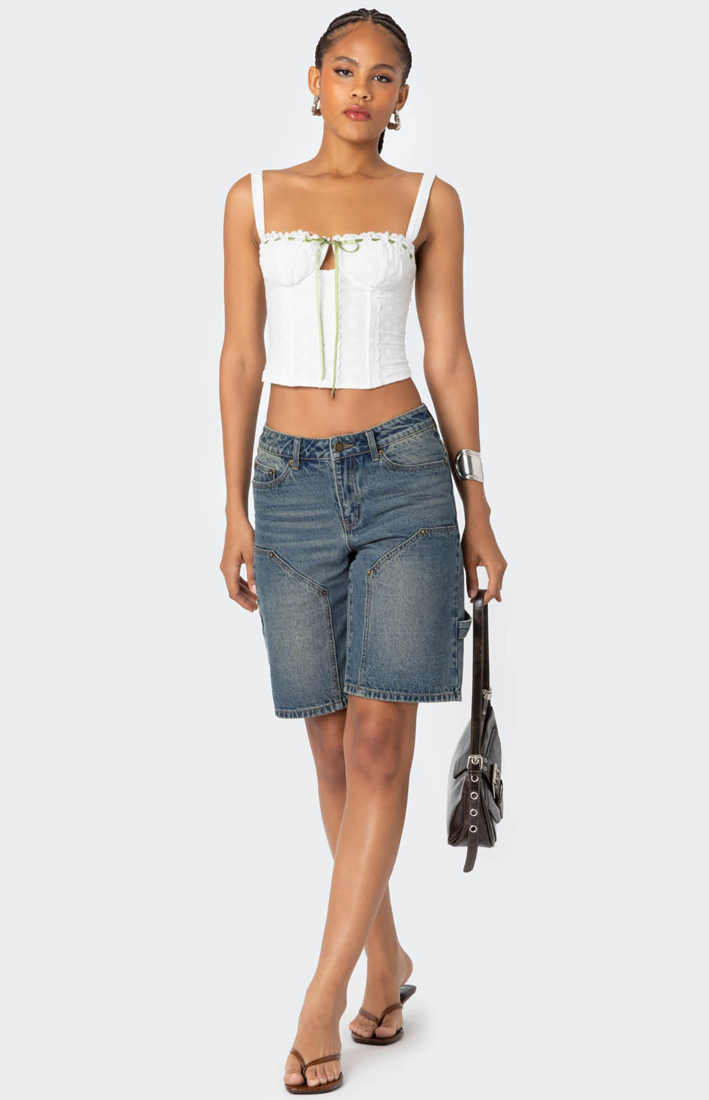 Edikted Garden Girl Ribbon Eyelet Corset | PacSun