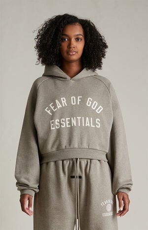 Women's Heather Grey Cropped Hoodie image number 2