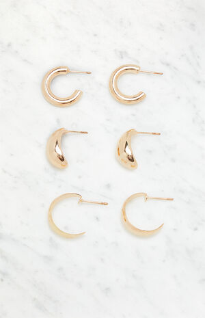 3 Pack Wide Hoop Earrings image number 1