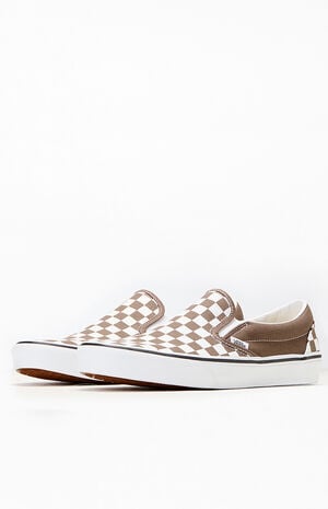 Khaki Checkerboard Slip-On Shoes image number 2