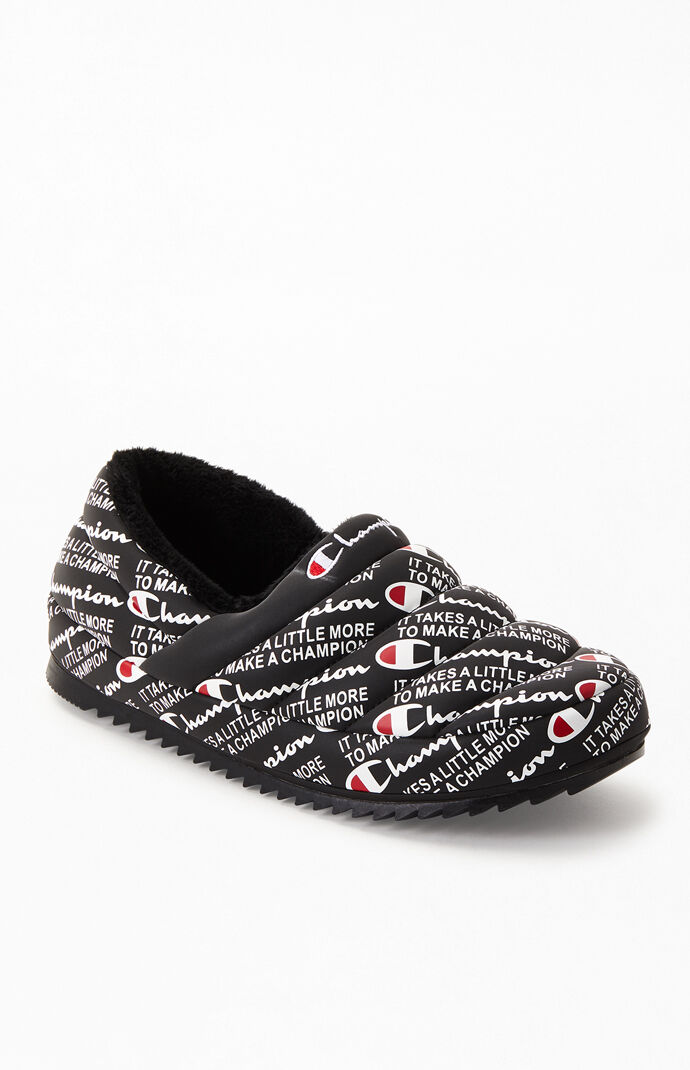 Black Varsity Reflective Slippers