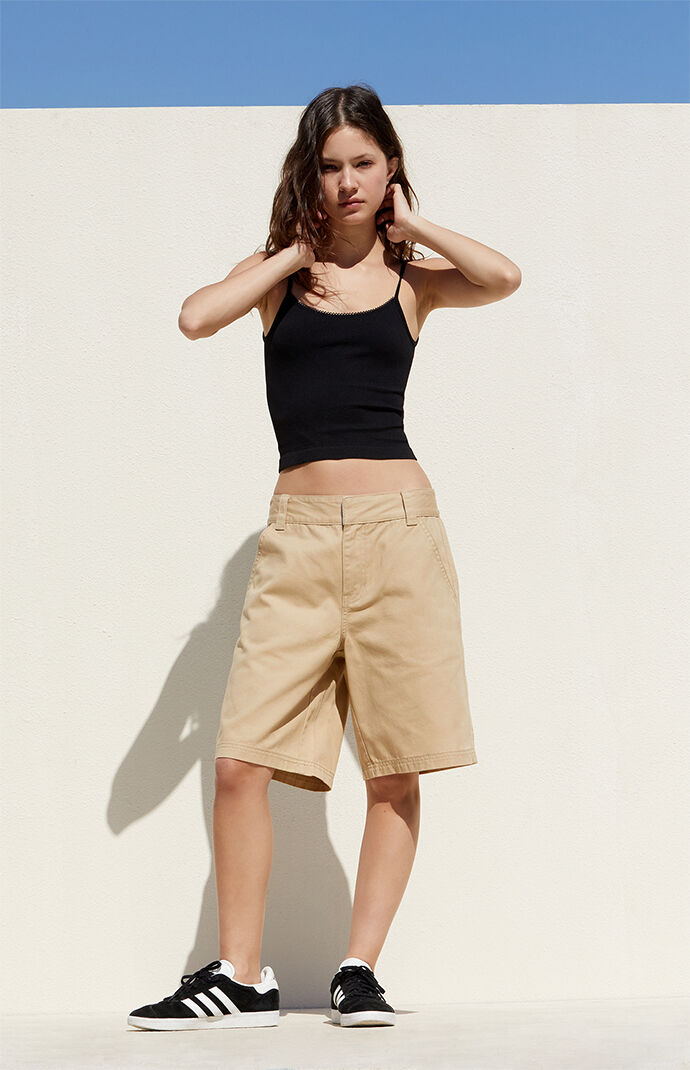 Pacsun Tan Fold-Over Relaxed Workwear Shorts