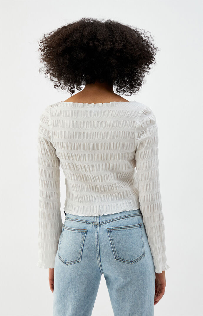 Shirred Long Sleeve Top