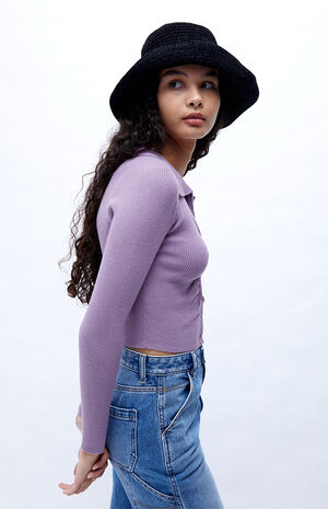 Shirred Polo Sweater image number 3