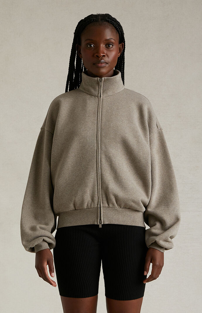 【FOG Essentials】Women's Heather Grey Zip Up Jacket Fear of God Essentials Women's Heather Grey Zip Up Jacket