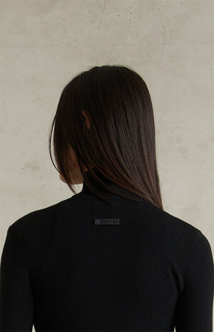 Women's Jet Black Ribbed Jacket image number 5