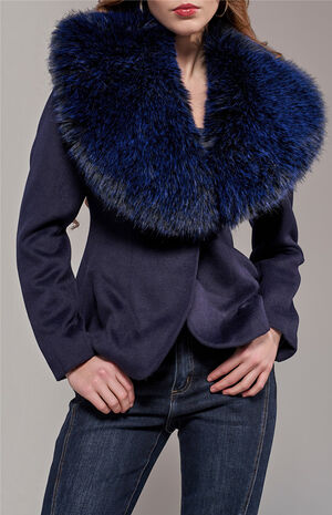Liliane Navy Faux Fur Blazer image number 1