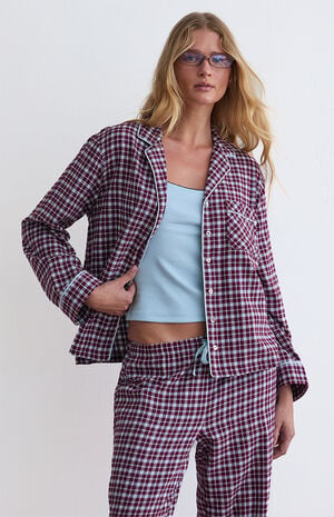 Flannel Long Sleeve Pajama Shirt image number 1
