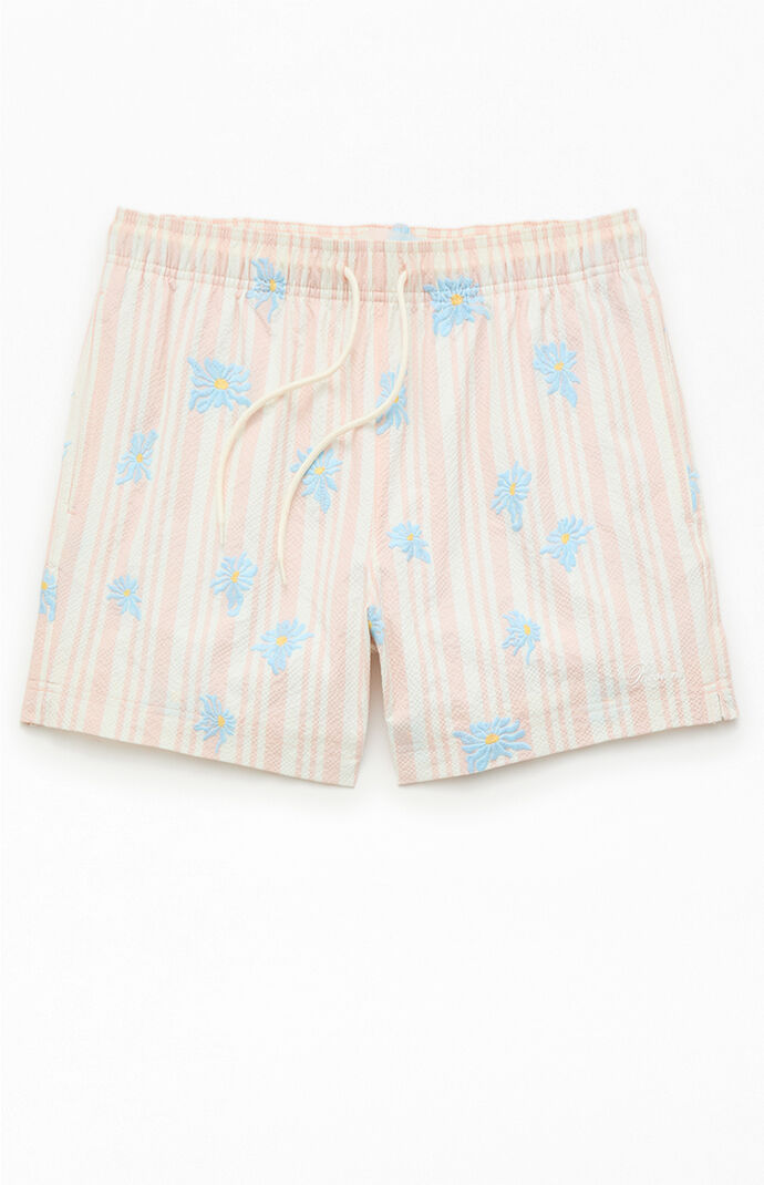 Pacsun Muted Garden Striped Seersucker 4.5" Swim Trunks