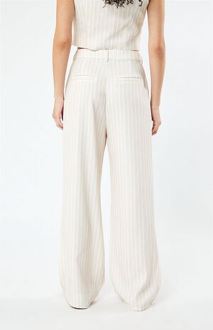 Recycled Pinstripe Relaxed Wide Leg Trousers image number 4