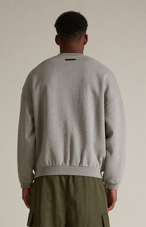Dark Heather Oatmeal Fleece Crew Neck Sweatshirt image number 4