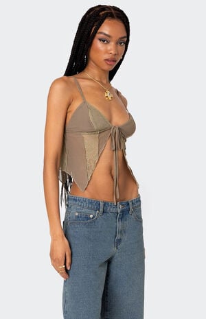 Patchwork Lacey Mesh Top image number 3