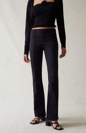 Stretch Black Low Rise Flare Pants image number 1