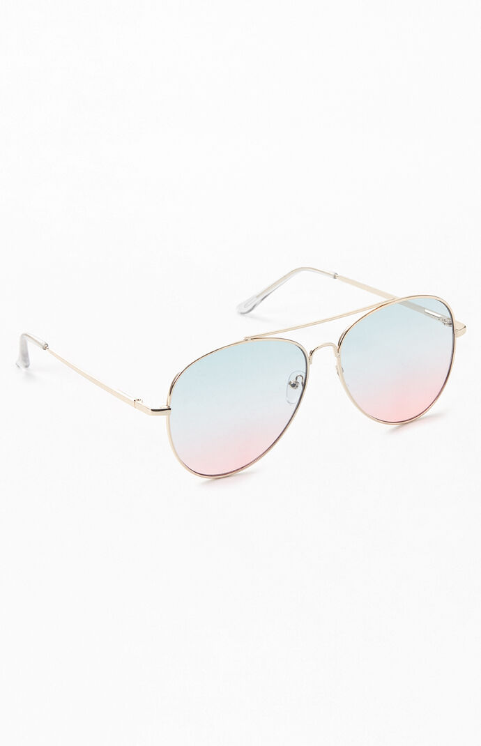 Purple Flat Lens Aviator Sunglasses