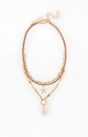 Beaded Shell Layered Necklace image number 1