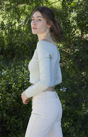 Green Bonnie Off-The-Shoulder Long Sleeve Top image number 2