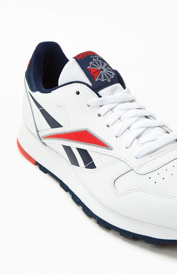White Red & Navy Classic Leather Shoes