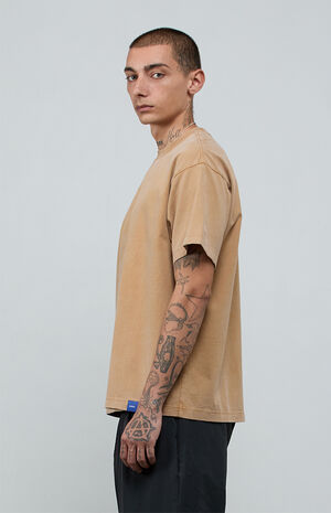 Brown Vintage Wash Heavyweight Oversized T-Shirt image number 4