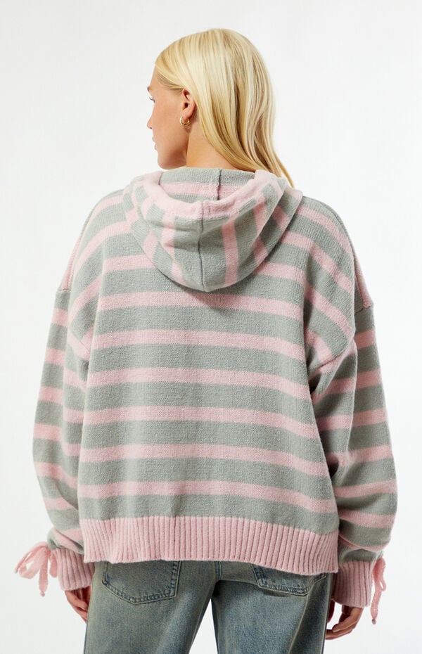 Daisy Street Bonnet Striped Hooded Cardigan