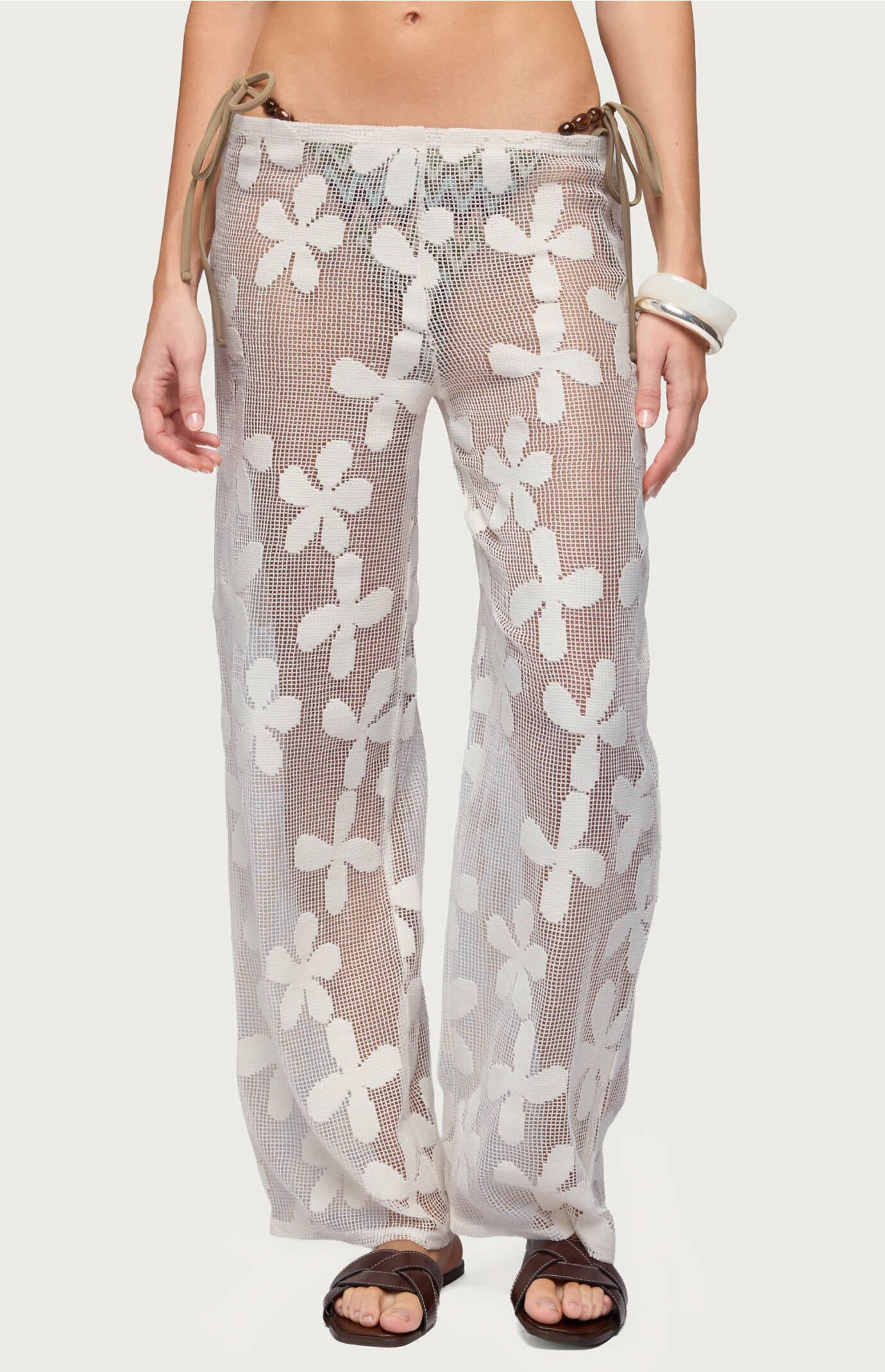 Edikted Candace Floral Texured Sheer Pants