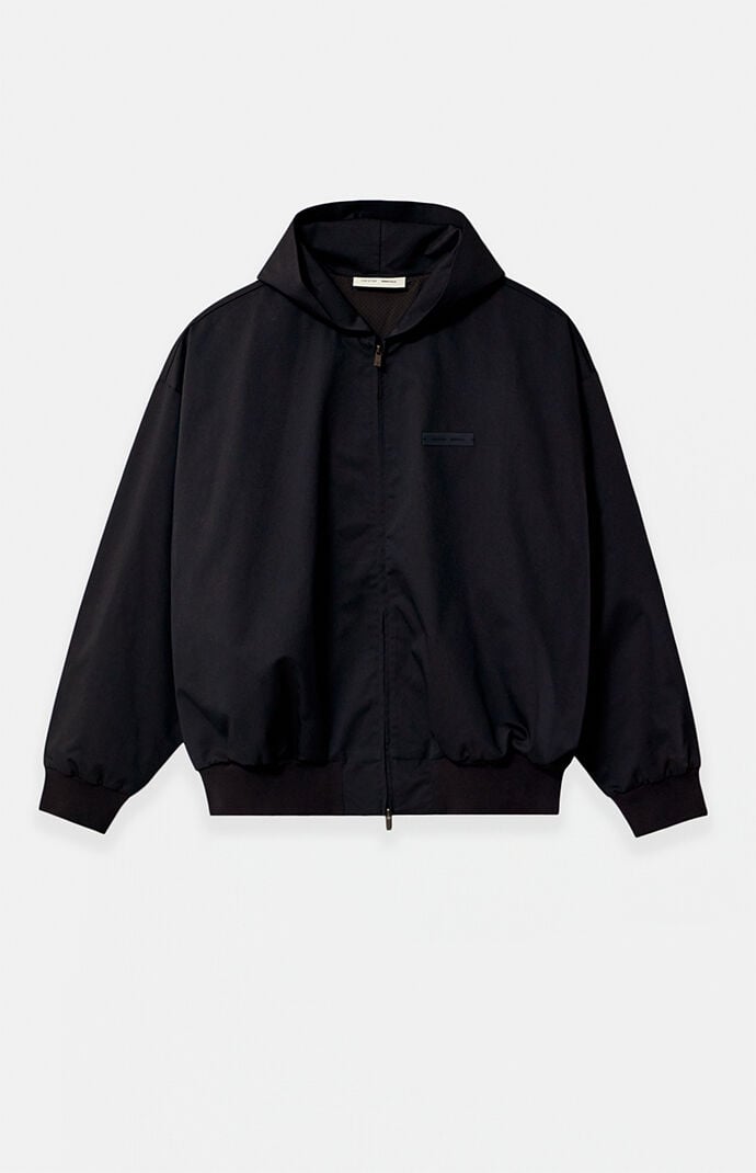 トップス ESSENTIALS / POLY COTTON TWILL HOODIE Fear of God ESSENTIALS Jet Black Poly Cotton Twill Zip Up