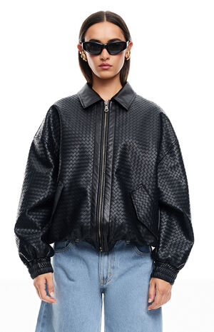 Kenny Faux Leather Bomber Jacket image number 1