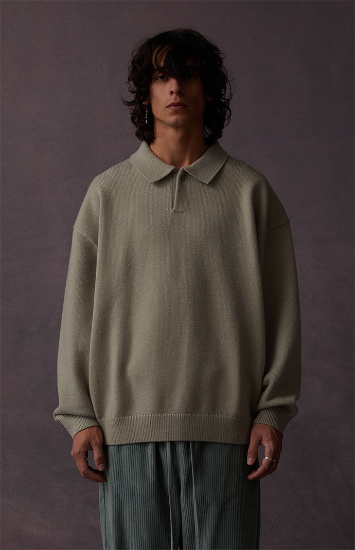Essentials Fear Of God Seal Long Sleeve Polo Sweater | PacSun