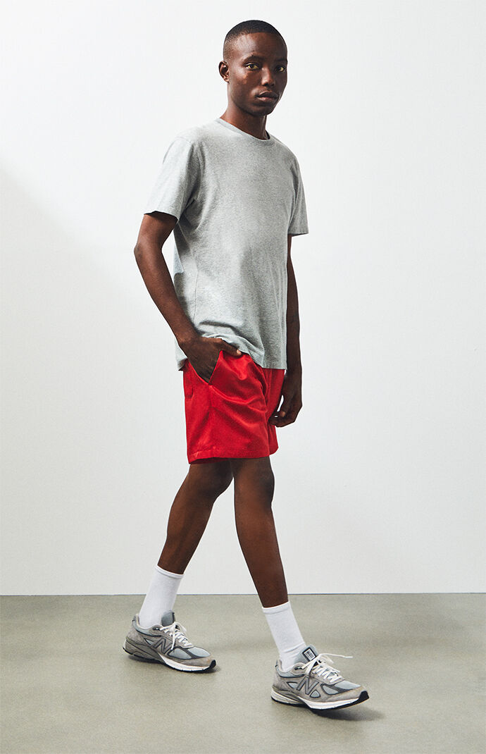 pacsun red nylon volley shorts