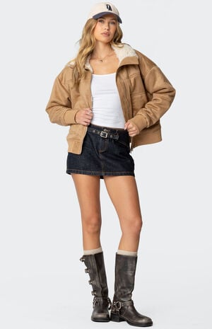 Faux Suede Bomber Jacket image number 5