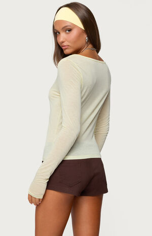 Ria Sheer Long Sleeve Henley Top image number 3