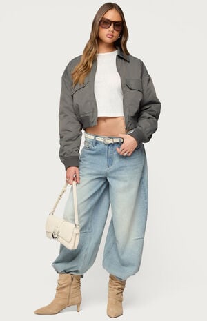 Dolan Ruched Oversized Bomber Jacket image number 5