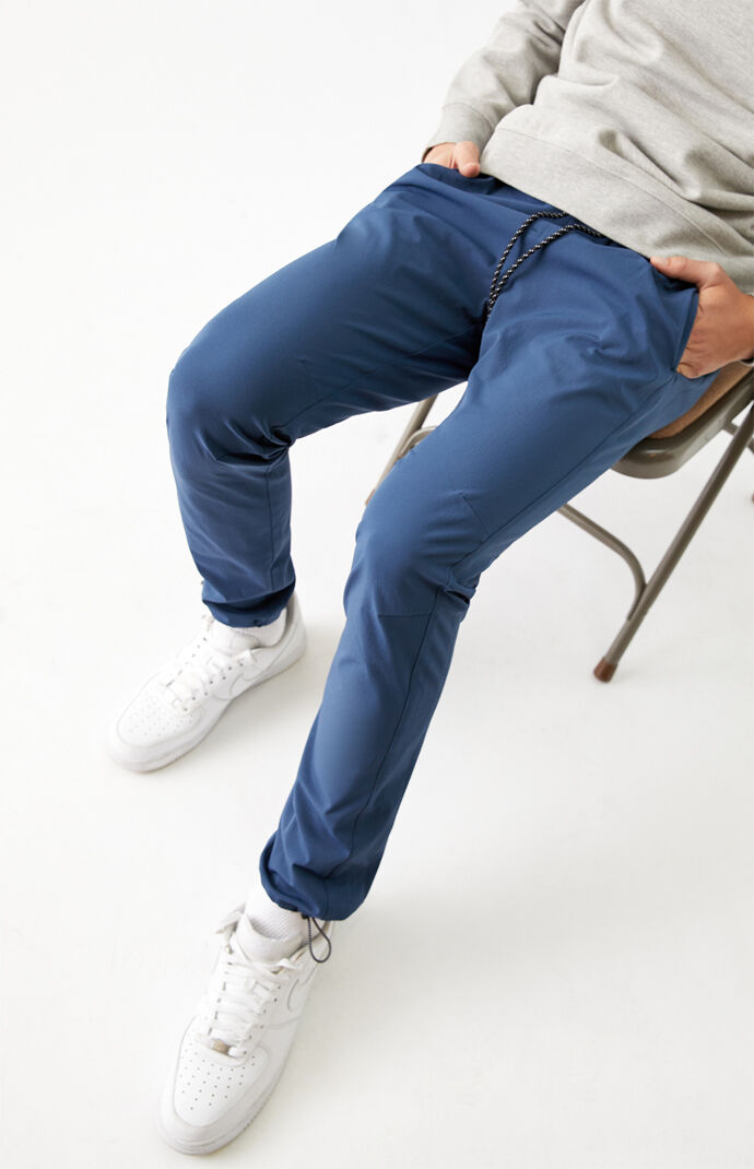 Blue Crinkle Nylon Jogger Pants