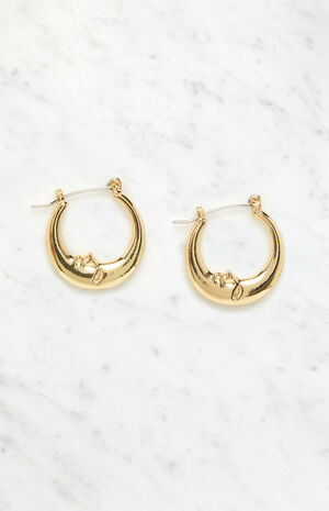 Gold moon hoop earrings Clearance