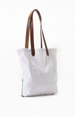 Ralph Lauren Polo Pony Canvas White / Silver Tote Shopper Beach Bag Medium