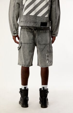 Black Baggy Carpenter Denim Shorts image number 5