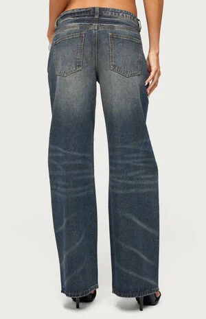 Raelynn Washed Low Rise Baggy Jeans image number 3