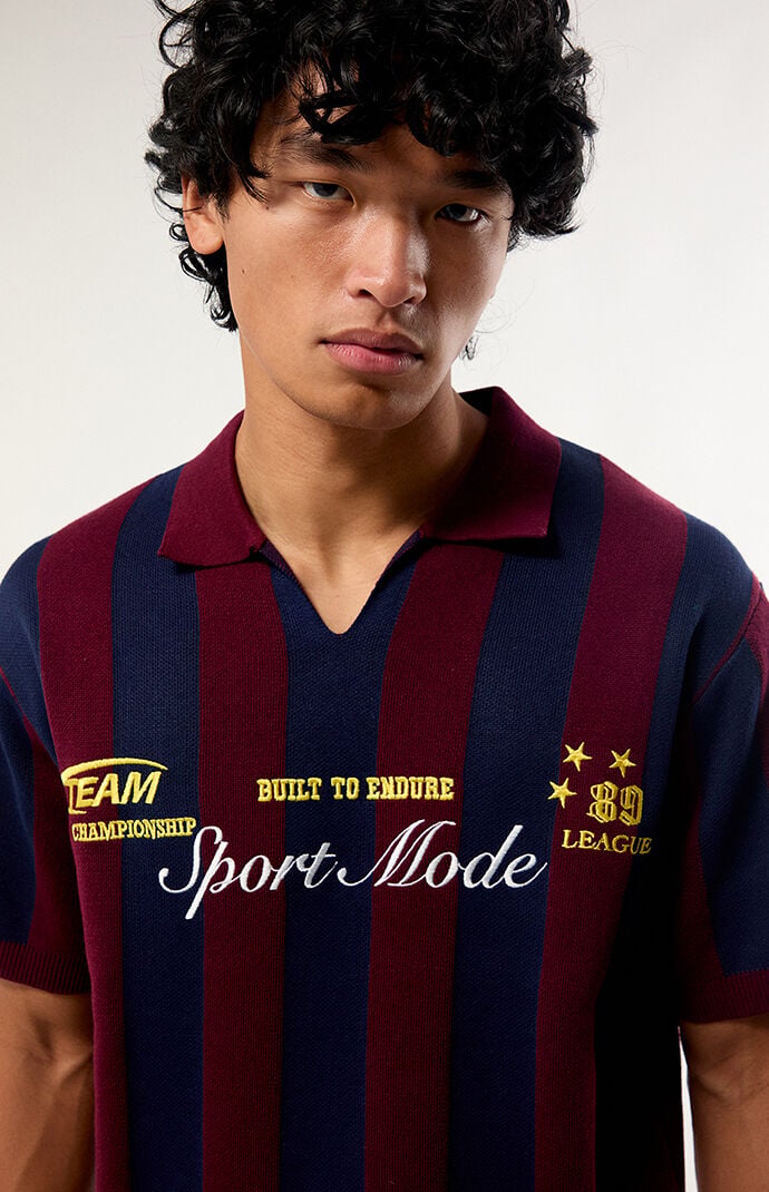 Pacsun Sport Mode Striped Knit Polo Shirt