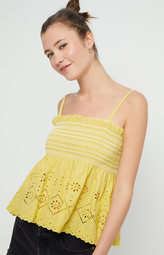 Eyelet Smocked Tank Top