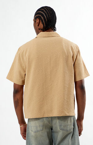 Tan Bloom Oversized Camp Shirt image number 4