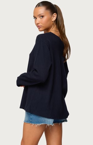Damari Off Shoulder Oversized Waffle Top image number 3